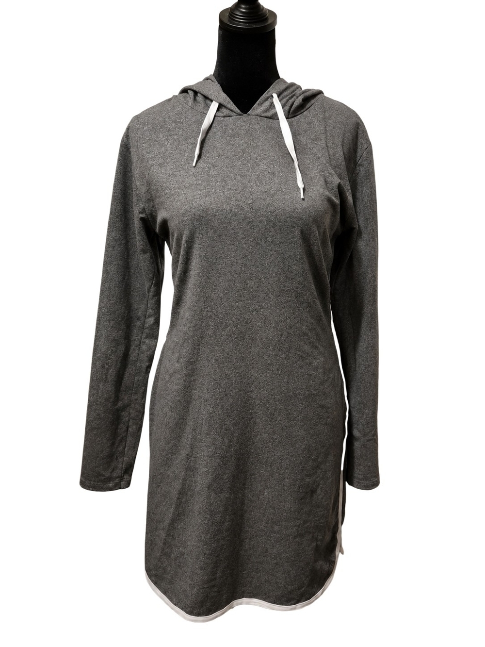 205 Collins Gray Hooded Sweatshirt Dress Long Sleeve L